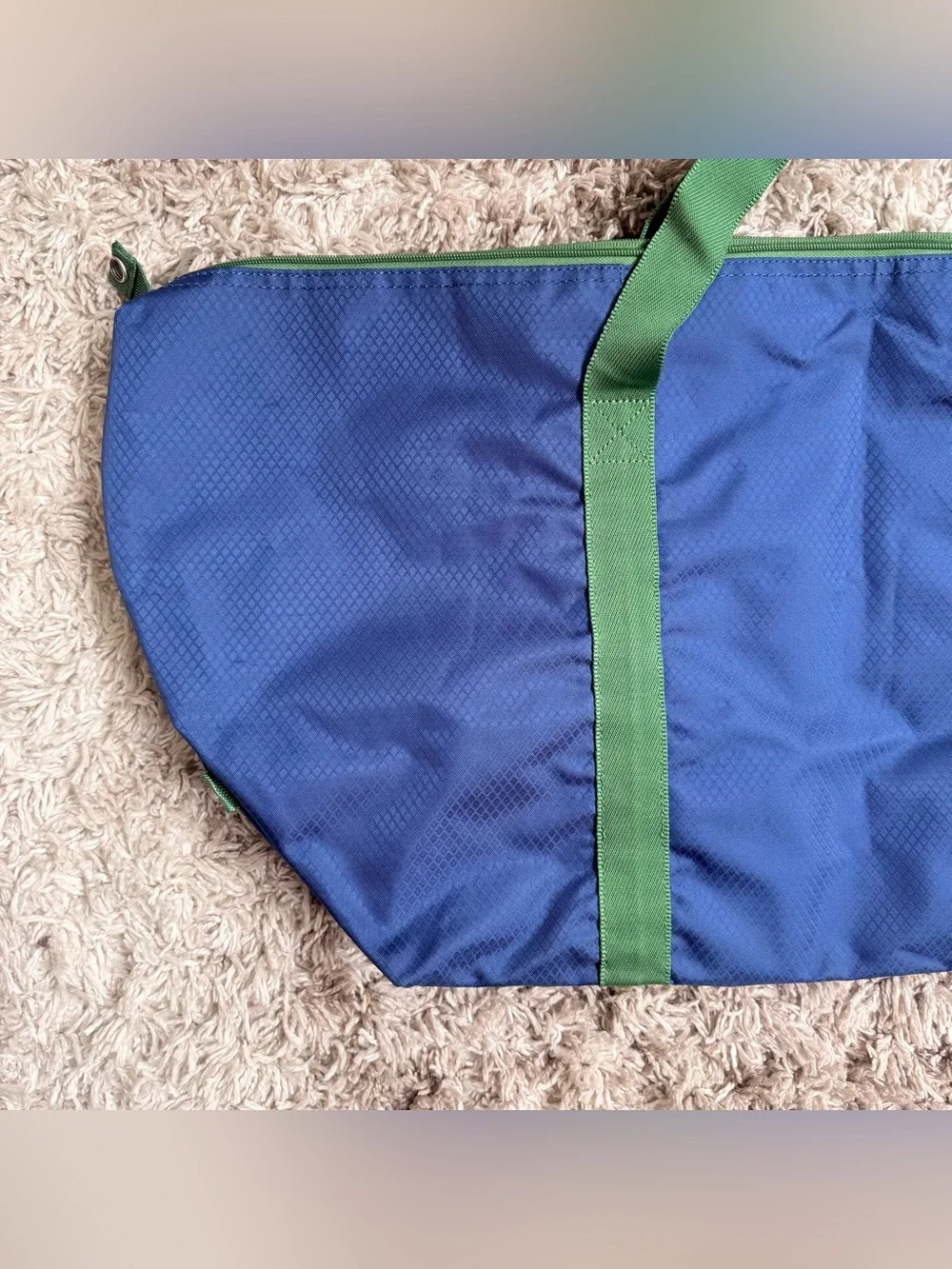 Nautica Blue and Green Trim XL Wide Tote Bag with Zipper